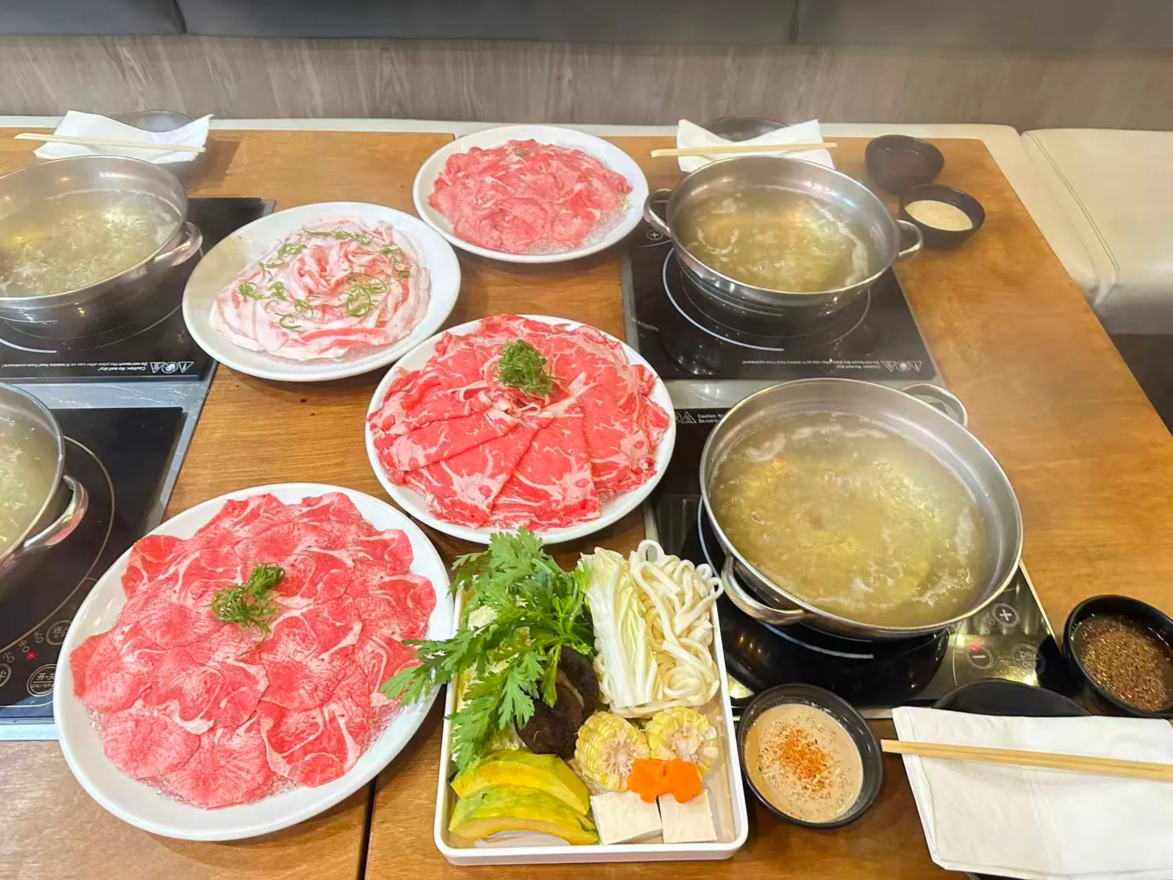 Premium beef & veggies shabu-shabu at Shabubu, a Hot-Pot Restaurant in Arcadia